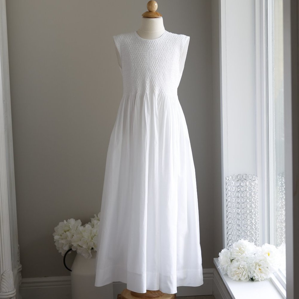 Strasburg Dress White Smocked Size 14 Sleeveless Special Occasion Flower Girl